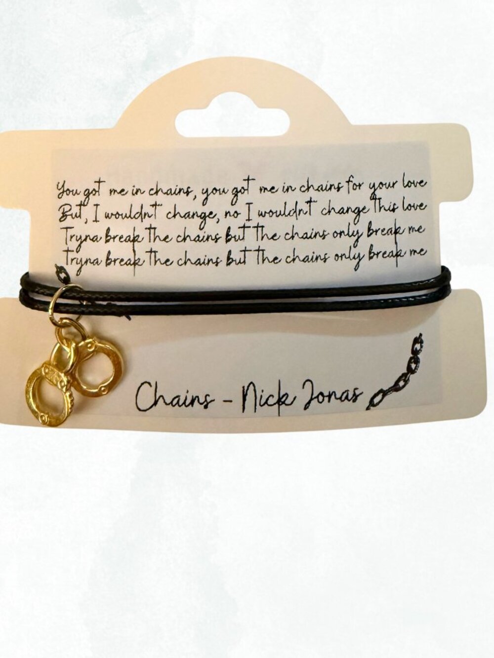 Nick Jonas - Chains Song Lyrics Bracelet.